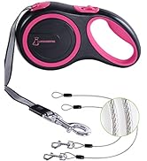 26FT Heavy Duty Retractable Dog Leash with 2 Chew Proof Wire Ropes, 360° Tangle-Free Double Dog l...