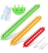 Katech 3 pcs Rectangle Knitting Looms Kit Sparse Pegs Loom Knitter Different Sizes Colorful Plast...