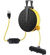 HONDERSON 30 Ft Retractable Extension Cord Reel with 3 Electrical Power Outlets - 16/3 SJTW Power...