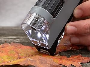 Carson LED microscope, microflip, uv light microscope, lighted microscope, led lights, bright LEDs