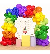 RUBFAC 189pcs Rainbow Balloon Garland Arch Kit, 7 Assorted Colors 5/12/18 Inch Latex Balloons for...
