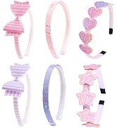 Lizioo Bow Headbands for Girls Glitter Headbands Thin Headbands for Kids Sweet Hairband Toddler H...