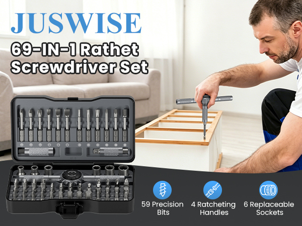 69 in 1 Magnetic Ratchet Screwdriver Set