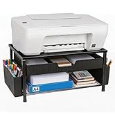 Gugsey Printer Stand for Desk with Storage, Desk Organizer with Drawer and Pen Holder, Printer Ta...
