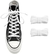 UamGlsob 5/16" Wide Elastic Shoe Laces Replacement Laces for Converse High Tops, Stretch Flat Sho...