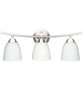 MingBright 3-Light Vanity Light, 22-Inch Wall Sconce Lighting with White Glass Shade, Modern Bath...