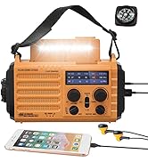 5000 Weather Radio,Solar Hand Crank 5-Way Power Emergency Radio,AM/FM/Shortwave/NOAA Alert Surviv...