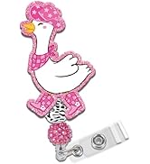 Cowgirl Goose Badge Reel Retractable - Pink Cute Goose Nurse Badge Reel with Alligator Clip Beads...