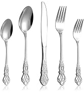 Cididu 40 Pieces Retro Royal Silverware Set for 8, Stainless Steel Flatware Set, Dishwasher Safe ...