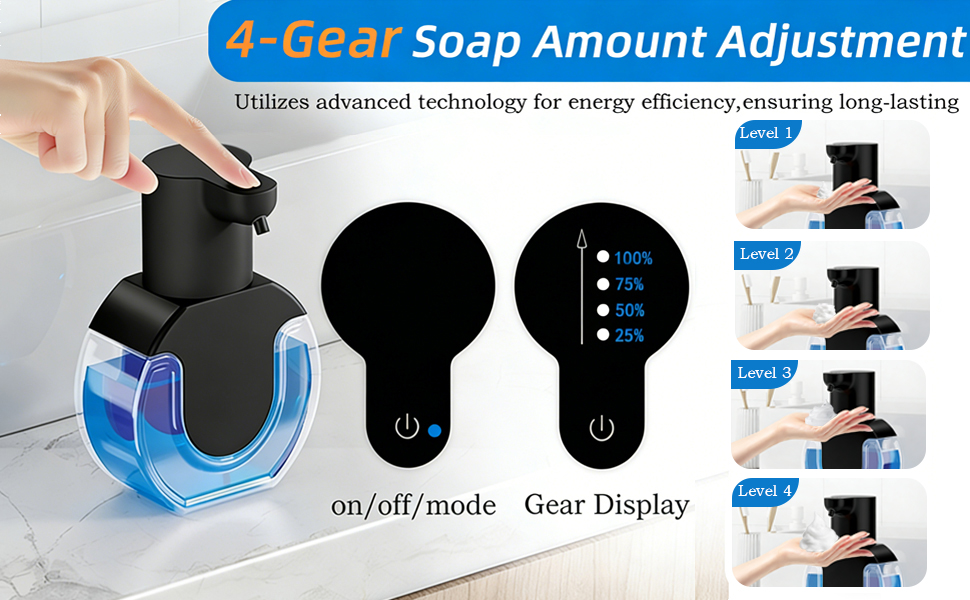 Automatic Soap Dispenser; Black Dish Soap Dispenser for Kitchen; Plastic Soap Dispenser; Foam Soap