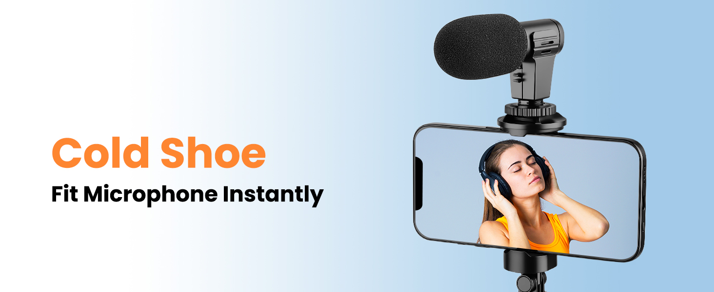 cold shoe phone tripod can fit microphone instantly