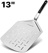 KitchenStar Perforated Stainless Steel Pizza Peel with Folding Handle (13 x 16.5 Inches) for Oven...