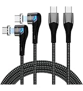 100W USB C to USB C Magnetic Charging Cable (2 Pack, 5ft) Right Angle Magnetic Phone Charger 5A P...