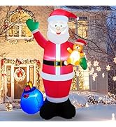 RVXHUA 7FT Christmas Inflatables Outdoor Decorations- Inflatable Santa Claus with Gift, Blow Up Y...