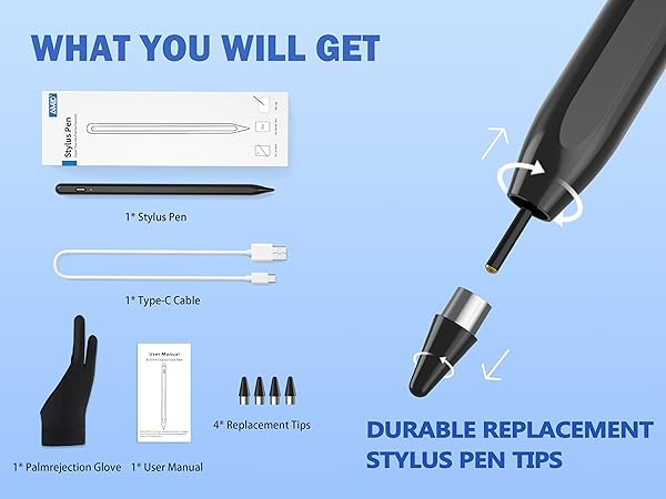 Stylus Pen, Stylist Compatible for iOS/Android Touchscreens/Phones, Rechargeable Stylus Pen