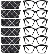 CHOFILORD 6 Pack Fashion Reading Glasses for Women Men Blue Light Blocking Oversized Square Reade...