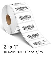 Spartan Industrial - 2" X 1" Direct Thermal Labels (10 Rolls, 1300/Roll) Perforated UPC Barcode F...