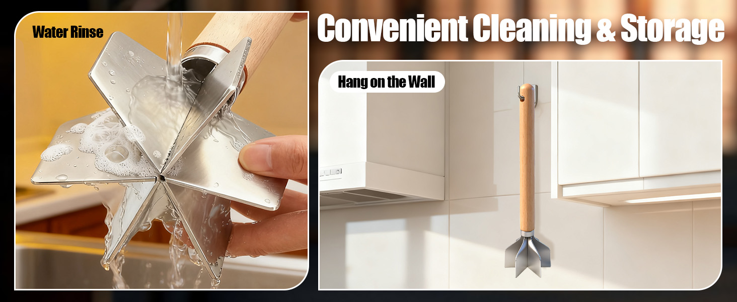 304 Stainless Steel Meat Chopper FoodGrade 6-BladeGround BeefChopper Potato Masher Hamburger Smasher