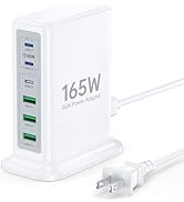 USB C Fast Charger Block 6 Ports Wall Charger 165W GaN Charging Station with PD USB C 65W Laptop ...