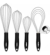 Stainless Steel Whisk set, Heavy Duty Kitchen Wire Whisk Set for Cooking Blending Beating Stirrin...