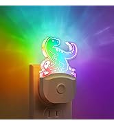 DORESshop Dinosaur Night Light for Kids [2 Pack], 8 Color Changing Plug in Night Lights for Baby ...