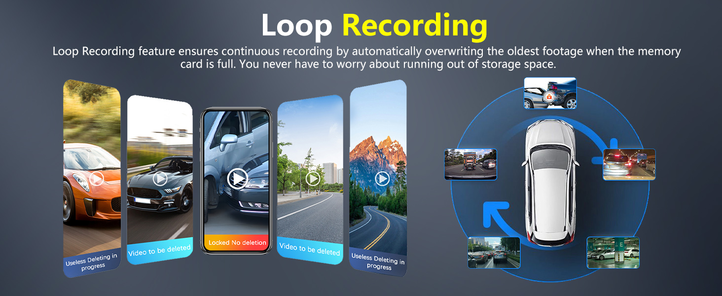 Rear View Mirror Video Recroder Car DVR 4.5" Mirror Dash Cam Backup Smart Rearview Front and Rear