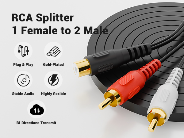 RCA Splitter 1 Female to 2 Male