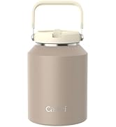 Cafezi Half Gallon Water Jug 64oz, Stainless Steel Water Bottles with Flip Straw and Top Handle, ...