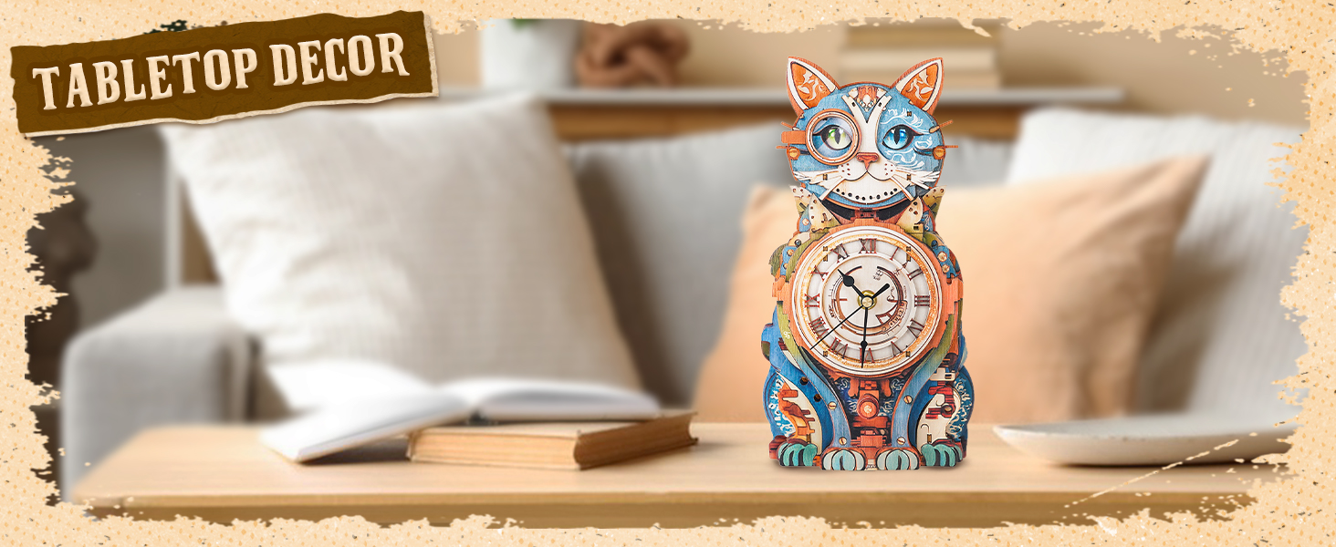 wooden cat clock kit