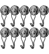 FINDMAG 10 Pack Black Swivel Swing Magnetic Hooks Heavy Duty, Strong Neodymium Magnet Hooks for H...