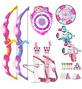 VATOS 2 Pack Bow and Arrow Toy with LED Light - 4 in 1 Archery &amp; Dart Game Set with 20 Suction Cu...