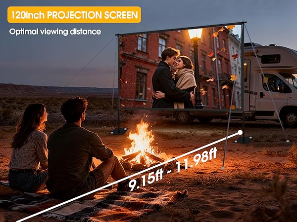 120 inch Outdoor Projector Screen with Stand for Home Theater and Backyard Movie Night