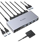 SUIDEK Displayport KVM Switch 1 Monitor 2 Computers, 8K@60Hz DP KVM Switch 2 in 1 Out USB 3.0 KVM...