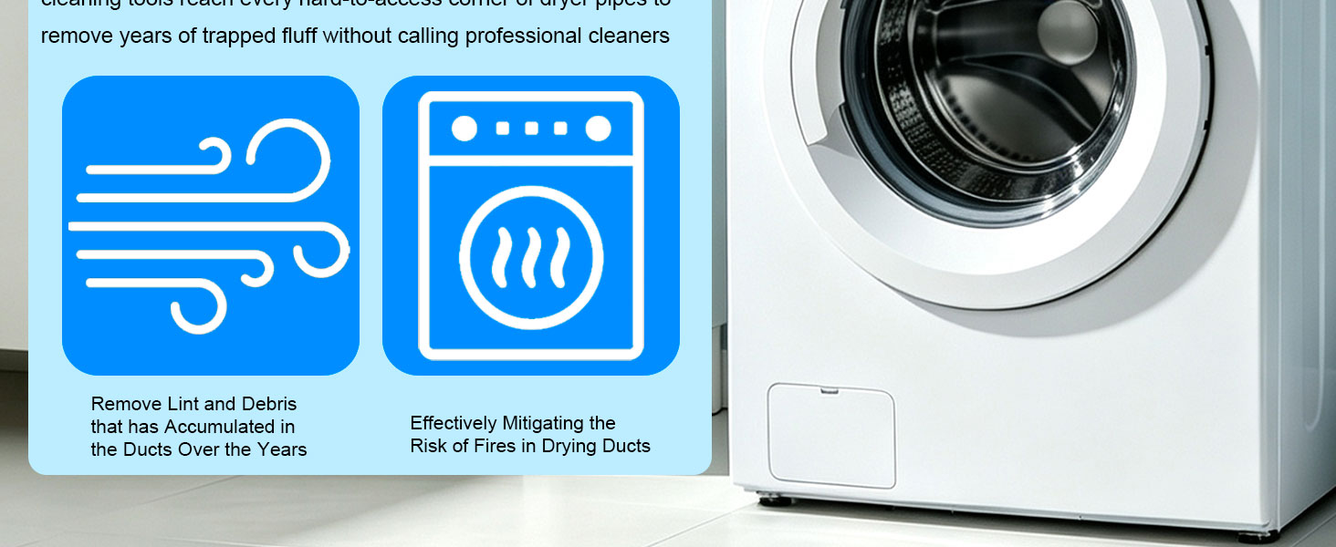Dryer Vent Cleaner Kit with Flexible Vacuum Hose Attachments