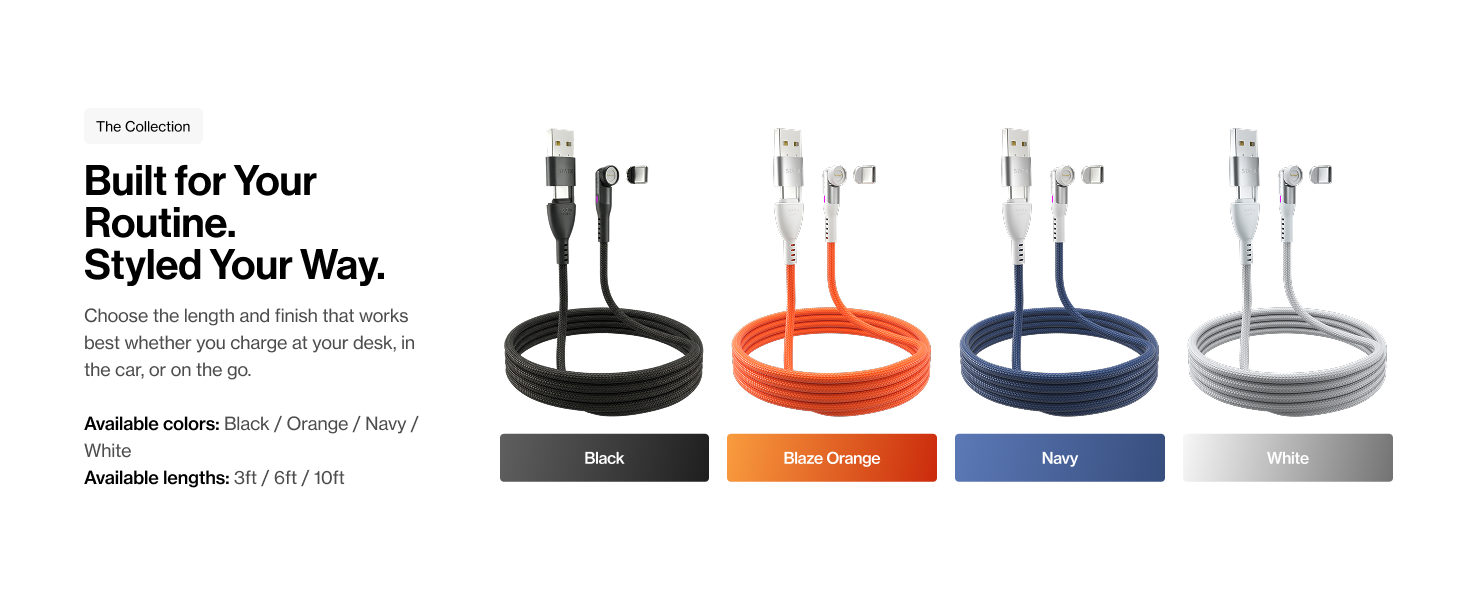 magnetic rotating tip charging cable