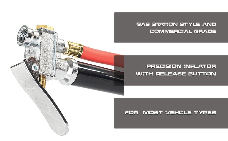 Neiko 20701A Tire Inflator with 12 Inch Hose and Pressure Gauge