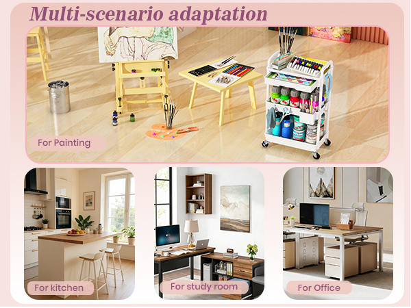 Goovilla rolling cart organizer,multi-scenario adaptation,kitchen,study room,office and painting