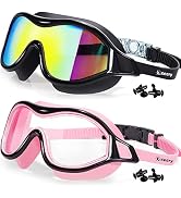 Keary 2 Pack Swim goggles for Adult Youth with Soft Silicone Gasket, Anti-fog UV Protection No Le...