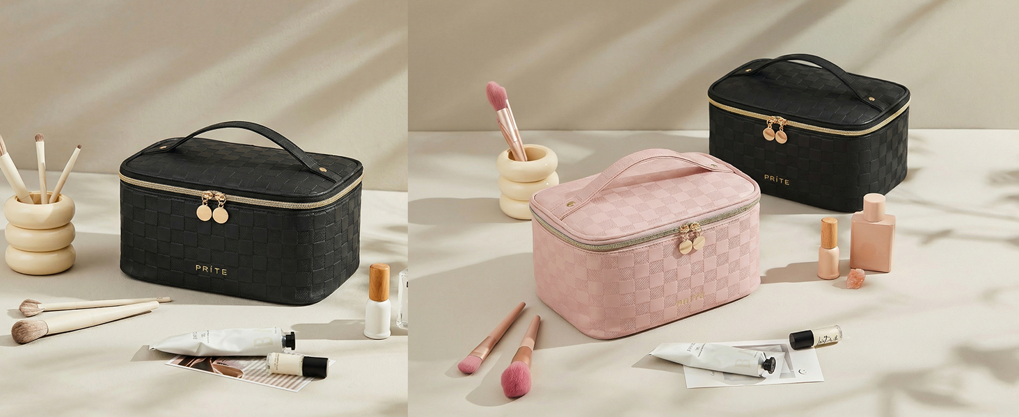 checkered makeup bag