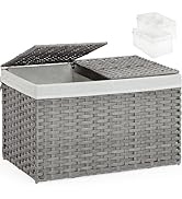 SETVSON Storage Basket with Lid Wicker Baskets for Storage with 2 Separate Lid 42.3 Gallon (160 L...