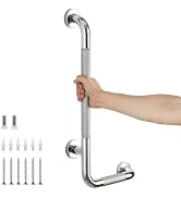 L-Shaped Grab Bars for Shower, 24x12 Inch Stainless Steel Grab Bars for Elderly for Wall Mount, A...