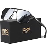 LUENX Aviator Sunglasses for Men Square Polarized Polygon Lens - UV 400 Protection