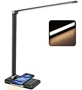 JOSTIC LED Desk Lamp with Night Lighting, Fast Wireless Charger, USB Charging Port, 10 Brightness...