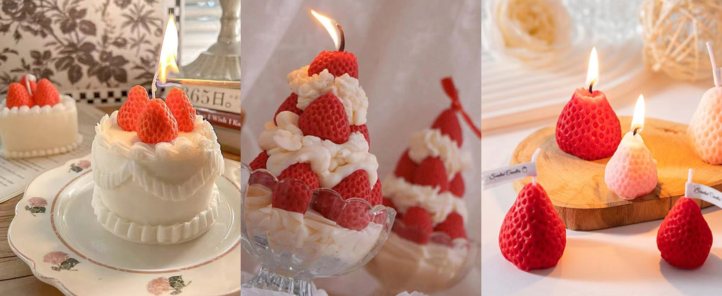 pink strawberry candle