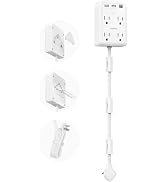 Short Power Strip 2FT - Flat Wall Extension Cord with 4AC Outlet and 3 USB Ports(1 Type C), Multi...