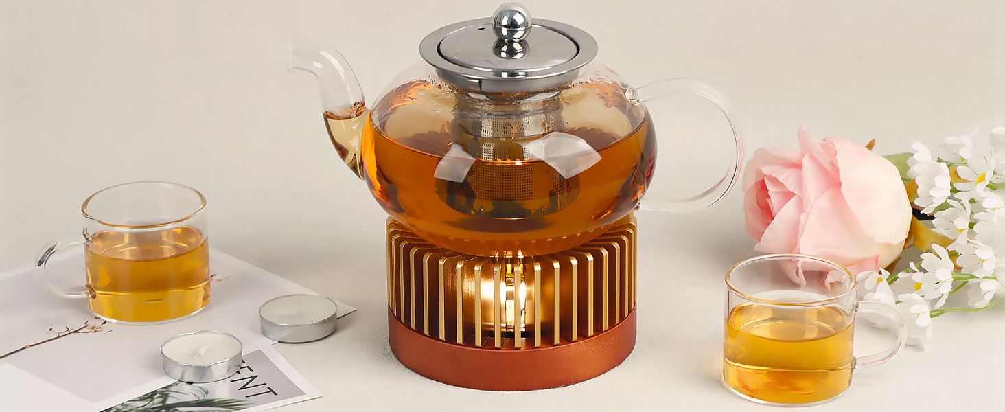 aluminum alloy &amp;amp;amp; wood tea warmer
