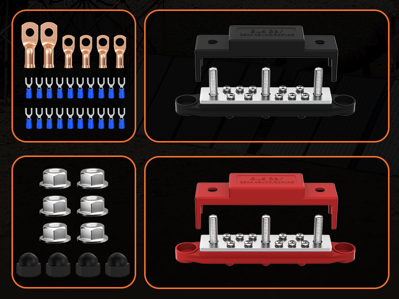 Power Distribution Block 12V Bus Bar 250A 5/16&amp;#34; Stud Marine Bus Bar Terminal Block