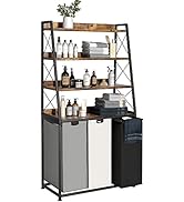 Herture Laundry Basket, 3 Section Laundry Hamper with 4 Tiers Shelf, Pull-Out and Removable Laund...