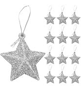 iplusmile 24pcs Glitter Star Christmas Tree Hanging Ornaments Sparkling Pentagram Xmas Decoration...