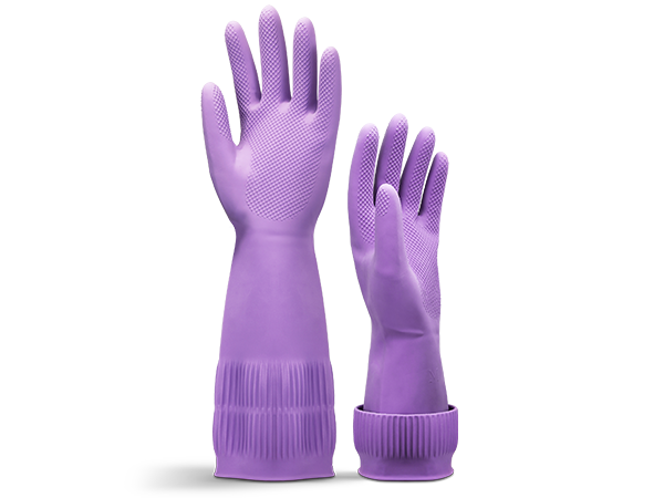 purple dishwashing long gloves